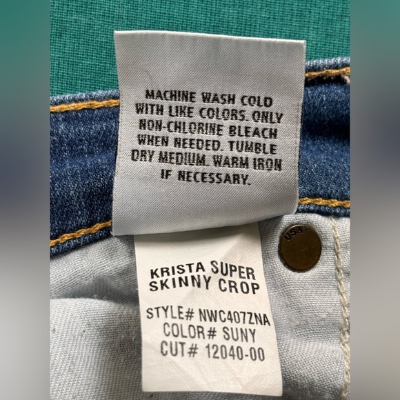 HUDSON Krista Super Skinny Crop Woman’s Blue Distressed Zip Up Jeans Size 25 - Picture 5 of 8